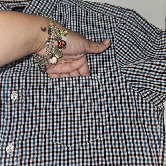 J. Crew Men's Small Gingham Plaid Long Sleeve Button-Up Shirt Work Career - Picture 7 of 8